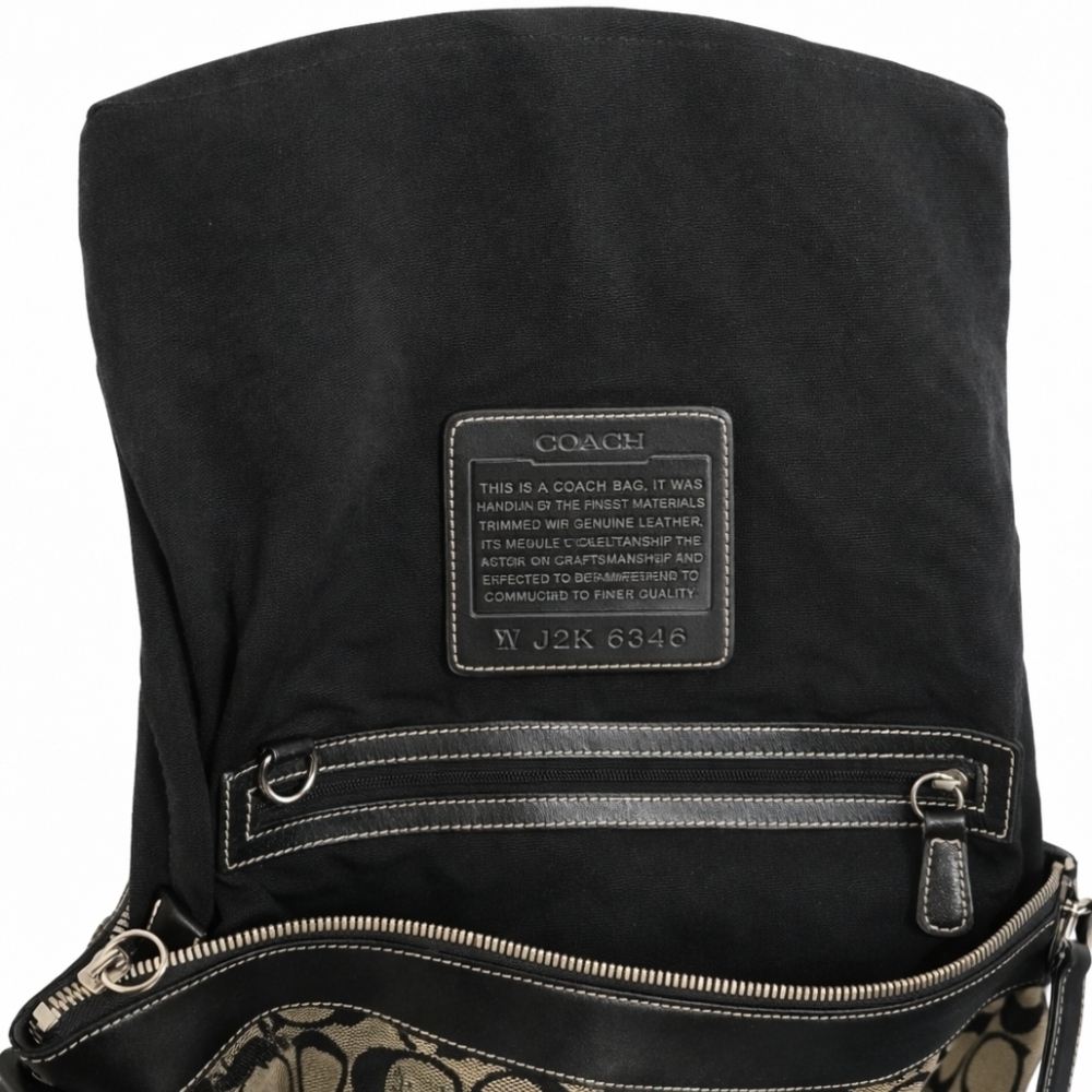 Coach Signature Canvas Shoulder Bag in Khaki/Black - Picture 2 of 9